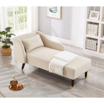 Tohura 27.5" One Arm Velvet Chaise Lounge Chair with Lumbar Pillow
