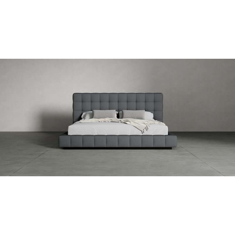 Thompson Upholstered Wingback Bed, Queen, Carbon Gray