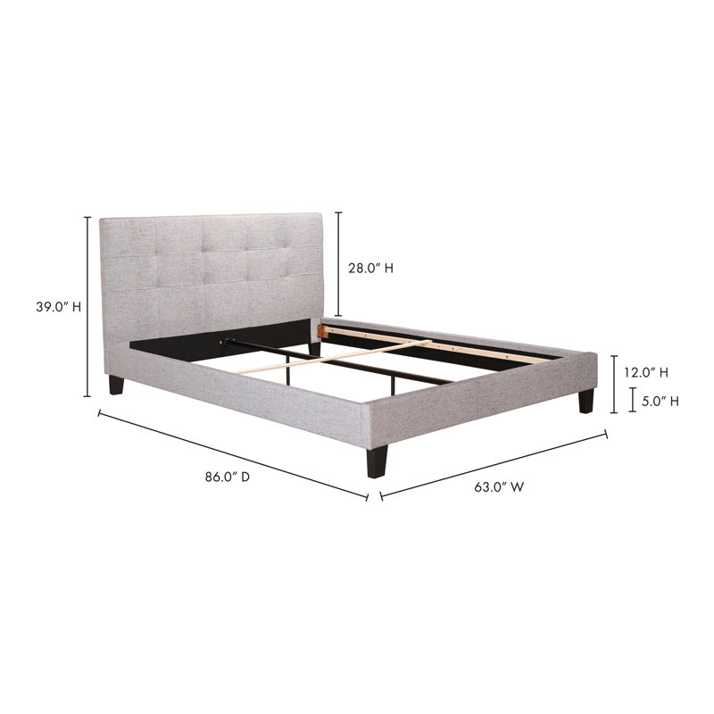 Burdge Tufted Upholstered Platform Bed, Queen, Gray