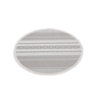 Indoor and outdoor rug, round, beige, flatweave