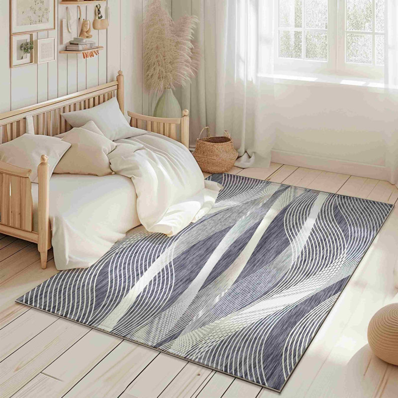 Melnick Machine Washable Living Room Rug Design 7709 - 5X8 (5'2"X7'5"), Grey