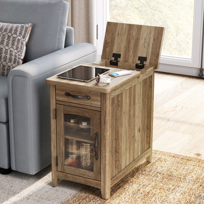 3-Piece Farmhouse Living Room Table Set With Storage And Charging Station