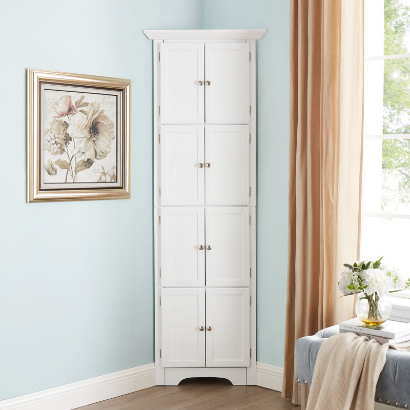 Grande armoire blanche à 4 tablettes à des fins de rangement - idéal pour le salon, la chambre à coucher, la salle de bain, la cuisine et le bureau
