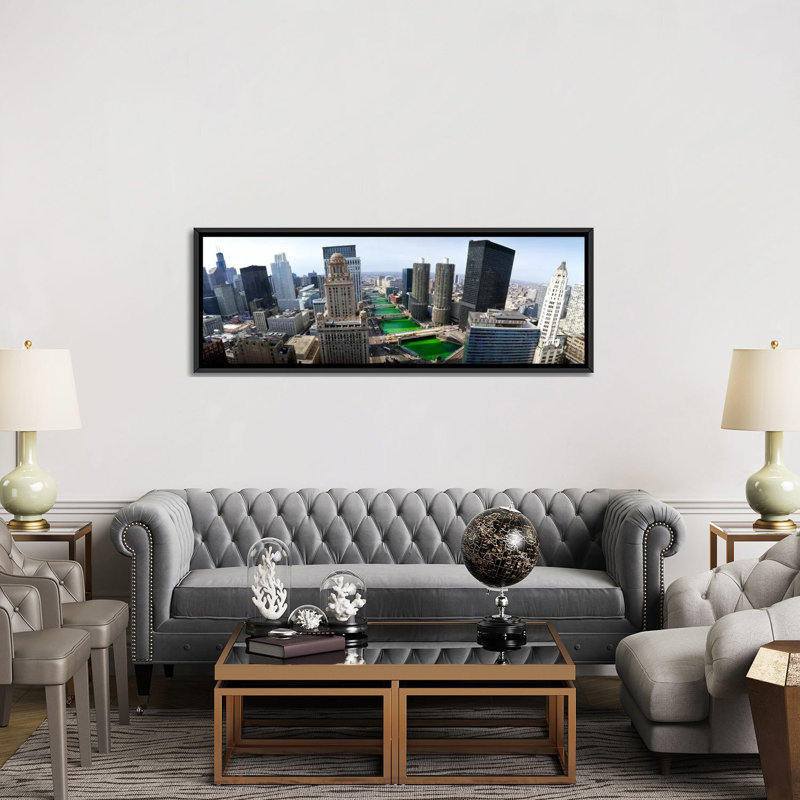 Panoramic 'St. «Patrick's Day Chicago IL», reproduction de photo sur toile, H 16 po x l 48 po x P 1,5 po