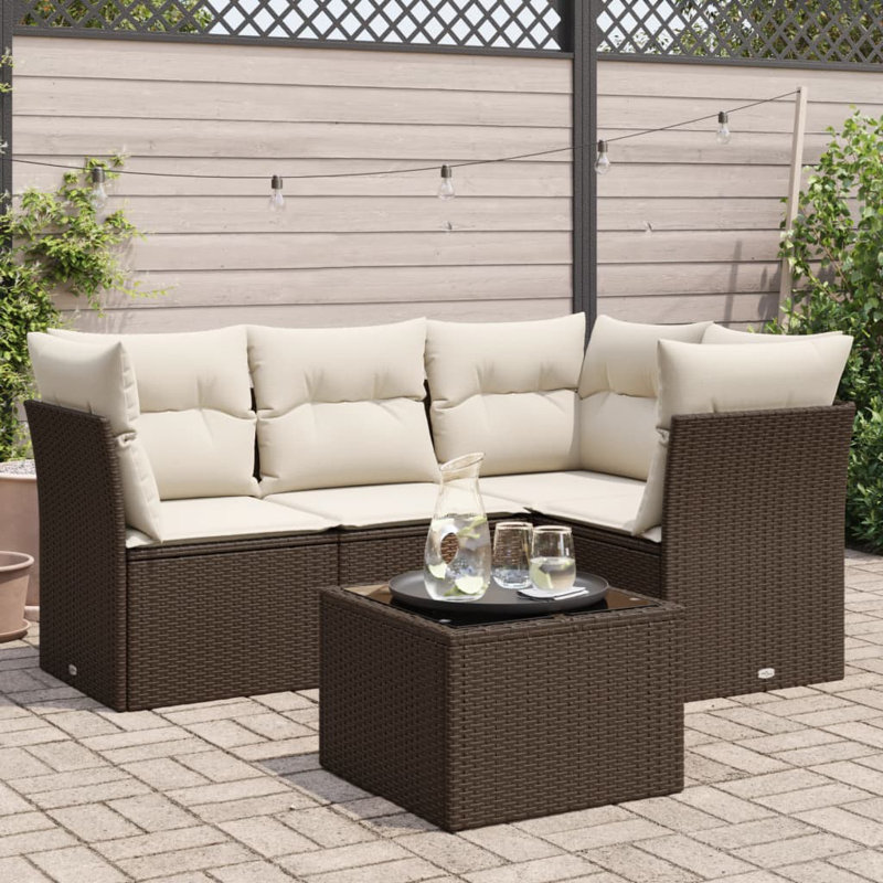 Ensemble de canapé de jardin Vidaxl brun et blanc crème