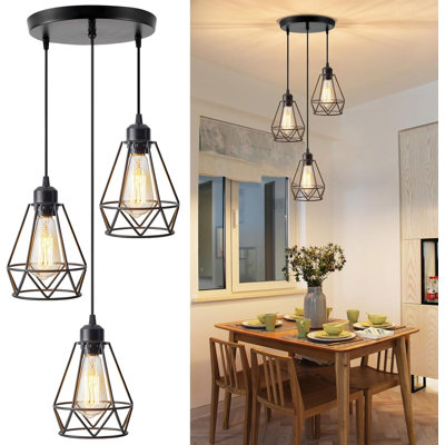 Luminaire suspendu pour îlot de cuisine à 3 lumières DEL noir mat Zavia