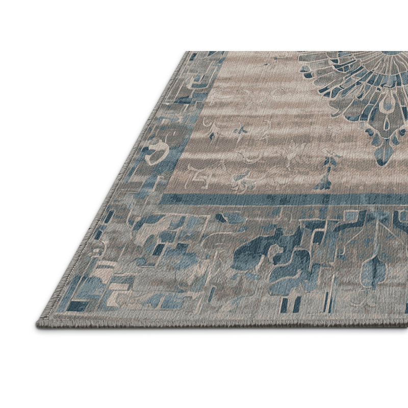Machine Washable Gray Area Rug, Square 6'