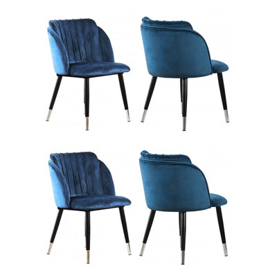 Yulganna Upholstered Velvet Dining Chairs - Ergonomic Soft Back with Metal Legs - Armchair for Dining Room Living Room Restaurants Set of 4