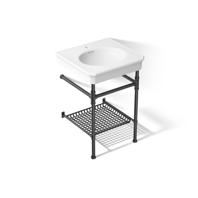 Claude by Studio McGee 24" Rectangular Console Table Bathroom Sink, Single Hole Faucet, White/Black