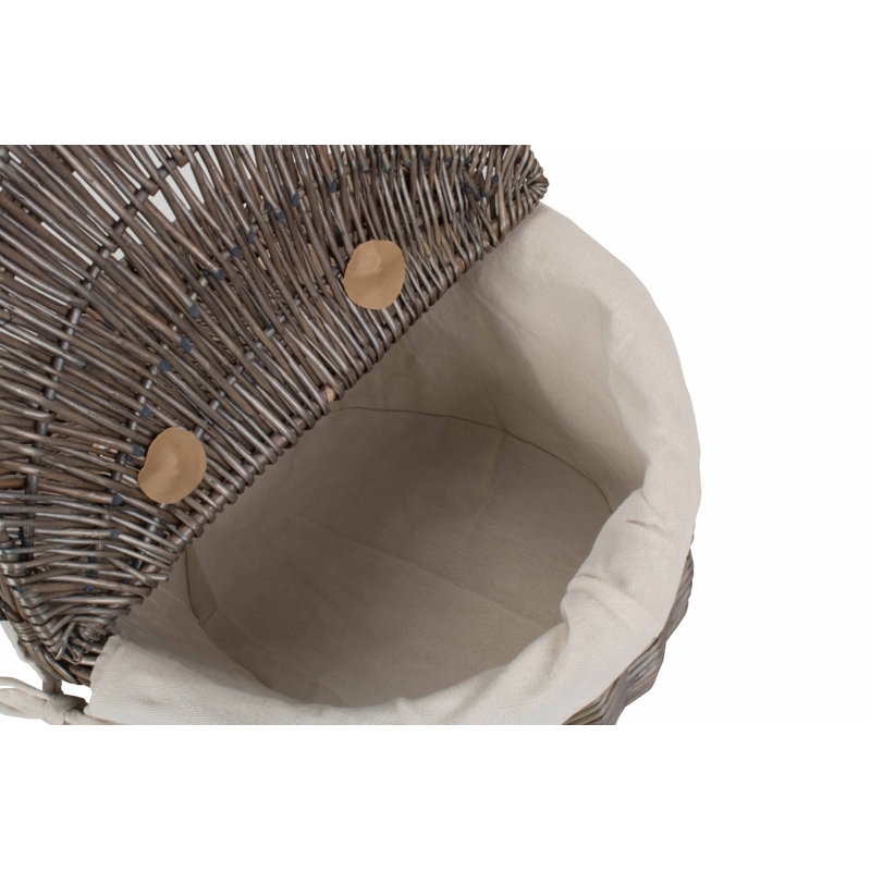 Wicker Picnic Hamper Basket with Lining, Antique Wash/White Lining