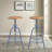 Adjustable Height Bar Stool with 360° Rotating Lifting, Industrial Metal Frame Round Wooden Seat Bar Stool for Kitchen Island, Pub, Cafe, Blue, Set of 2-313887612