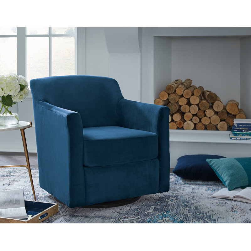 Modern Blue Spot Velvet 29" Swivel Accent Chair