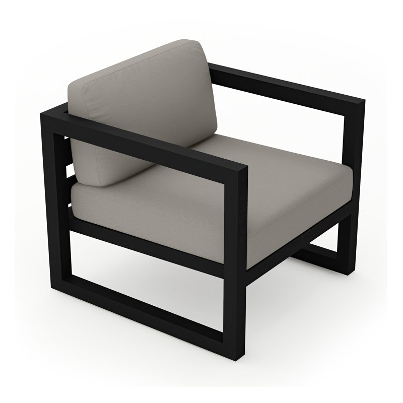Avion Outdoor Lounge Chair, Canvas Charcoal Sunbrella® Canvas, Black