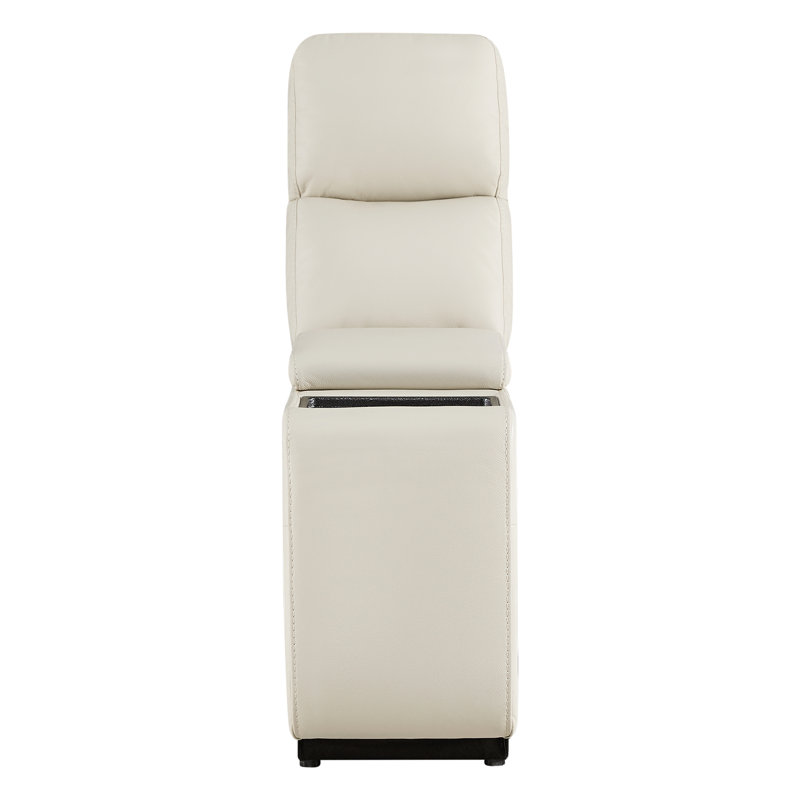 Genuine Leather Console With Wireless Charging & Hidden Storage, Cream