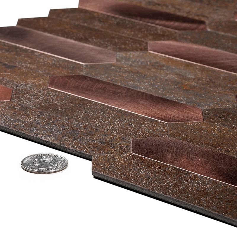 12" x 12"  Metal Mosaic Wall Tile, Brown/Copper
