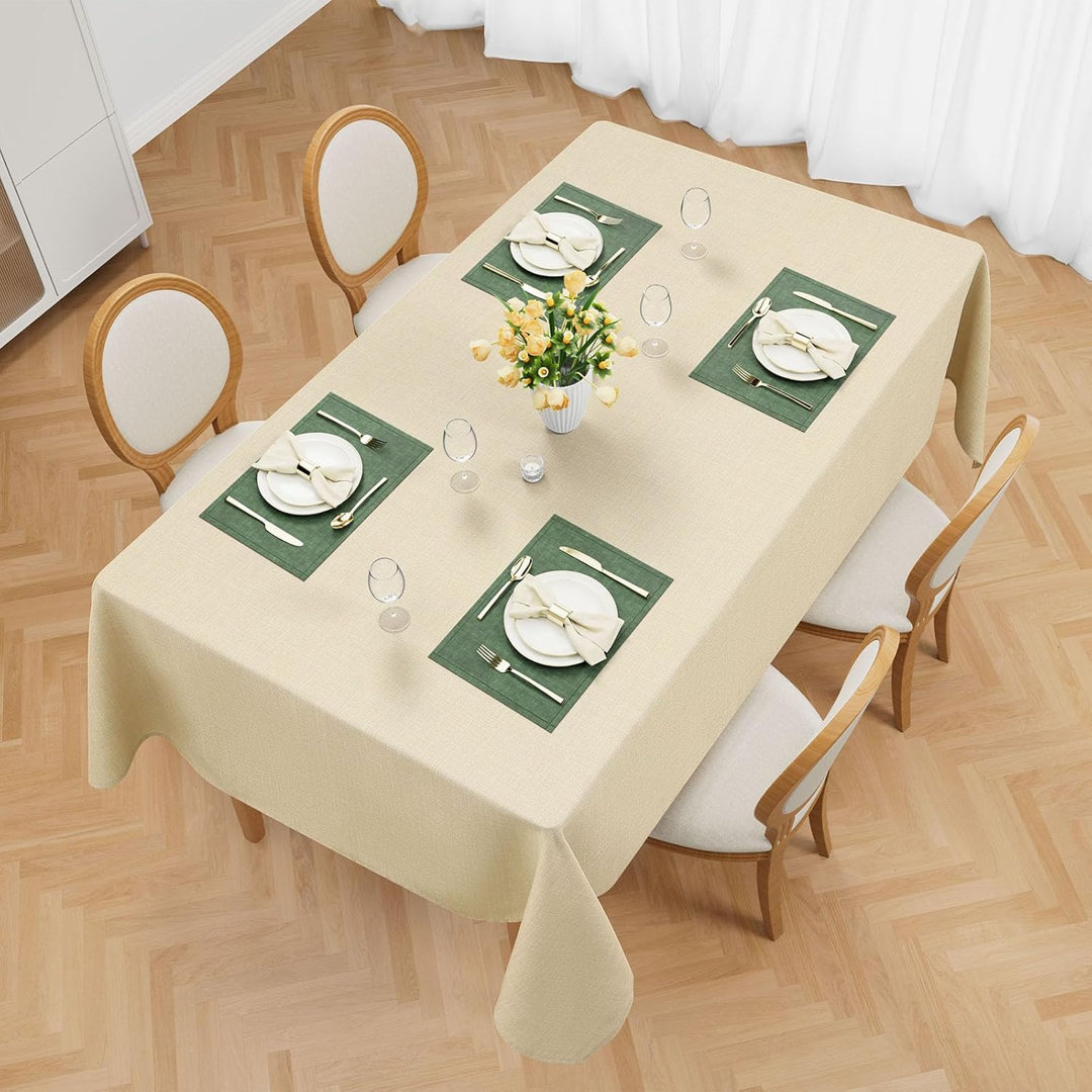 140×100cm Rectangular Faux Linen Water Resistant Wipeable Tablecloth