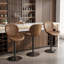 Ensemble de 3 tabourets de bar pivotants, hauteur réglable de 56 à 76 cm, en similicuir noir, avec dossier, pour îlot de cuisine et bar à domicile.-910476395-913841972