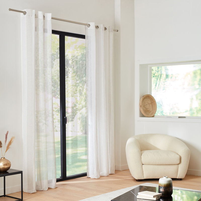 Timeo Sheer Curtain Single Panel, White/Natural