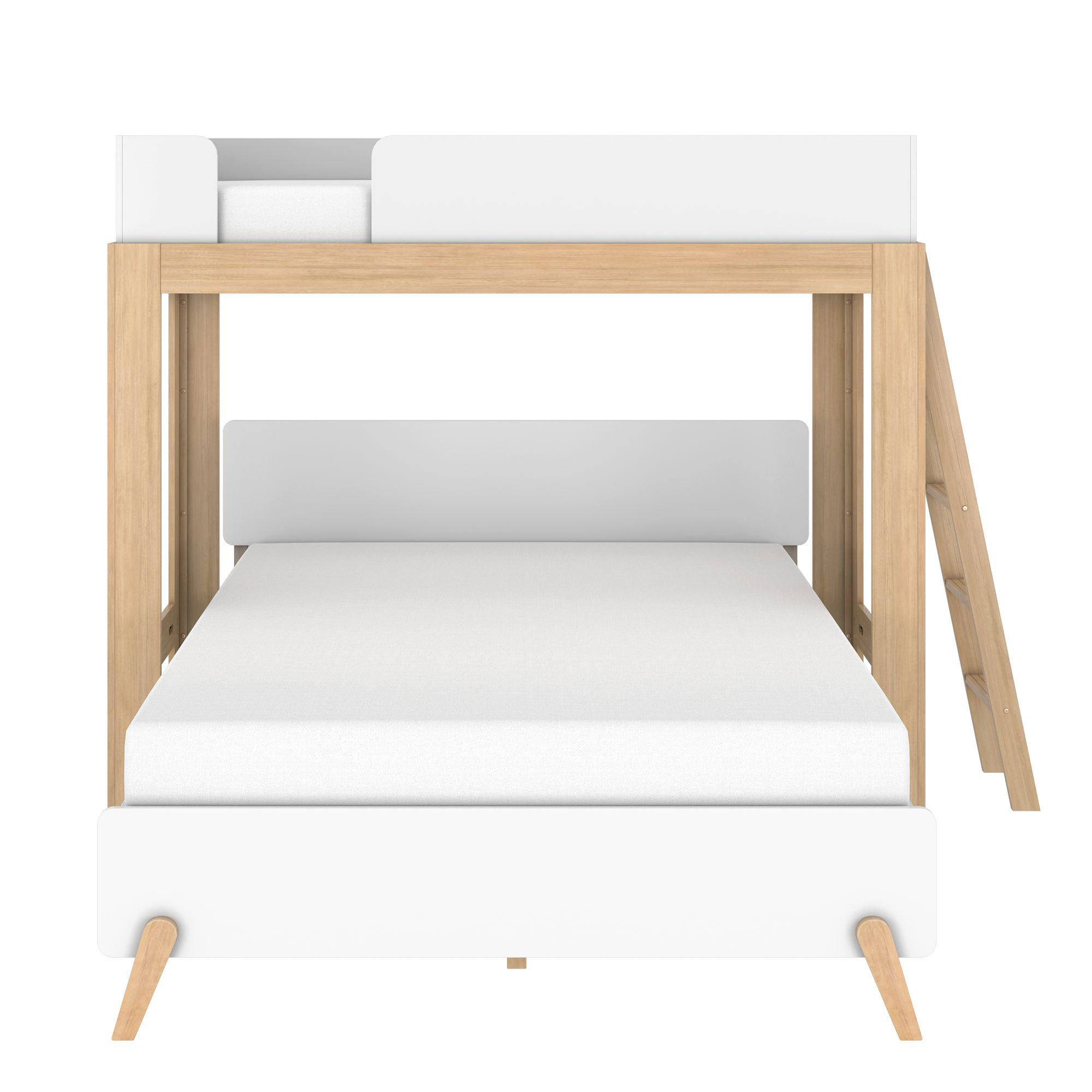 Ambur Solid Wood L-Shaped Bunk Beds by Isabelle & Max, White/Blonde, Twin over Queen