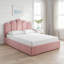 Lit plateforme glamour à panneaux festonnés en velours avec rangement intégré, 140 x 190 cm, rose-344554547-367500875