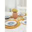 Elegant Dessert Plate Set (6 Pieces), 100% Ceramic Stoneware, 8.7 x 8.7 inches | Antibacterial, Easy-Clean, Eco-Friendly, Water-Resistant | Stylish White, Blue & Orange Design for Any Table Setting