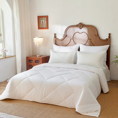 Queen 300 GSM Australian Wool Comforter with Cotton Cover (White)