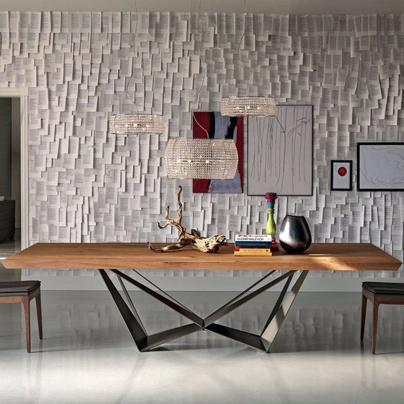 Table de salle à manger rectangulaire en bois massif brun noisette, H 29,53 po x L 62,99 po x l 29,53 po