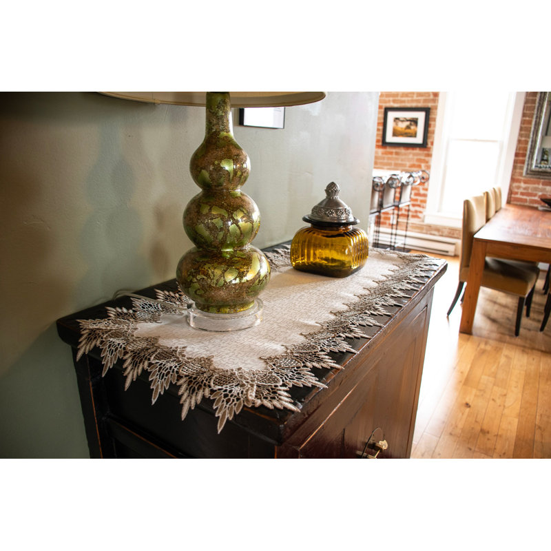 Petrosky Neutral Earth Tones White Jacquard Runners, 27" x 14"