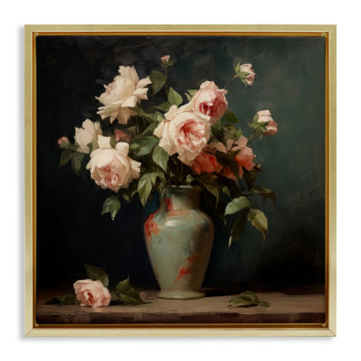 «Vintage Bunches in Vase», art mural encadré sur toile flottante par Lazar Studio