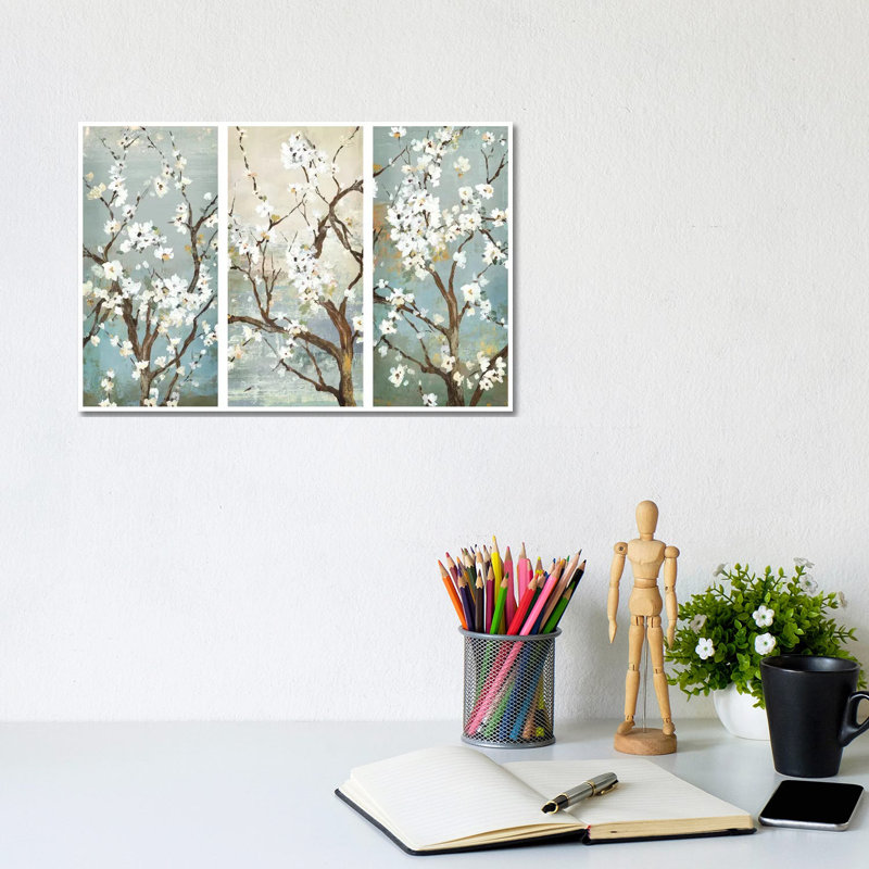Triptych In Bloom - Painting on Canvas, 66.04 cm H x 45.72 cm W x 1.91 cm D, No Frame