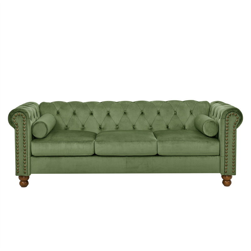 Canapé moderne à 3 places avec canapé en velours et canapé Chesterfield, Vert