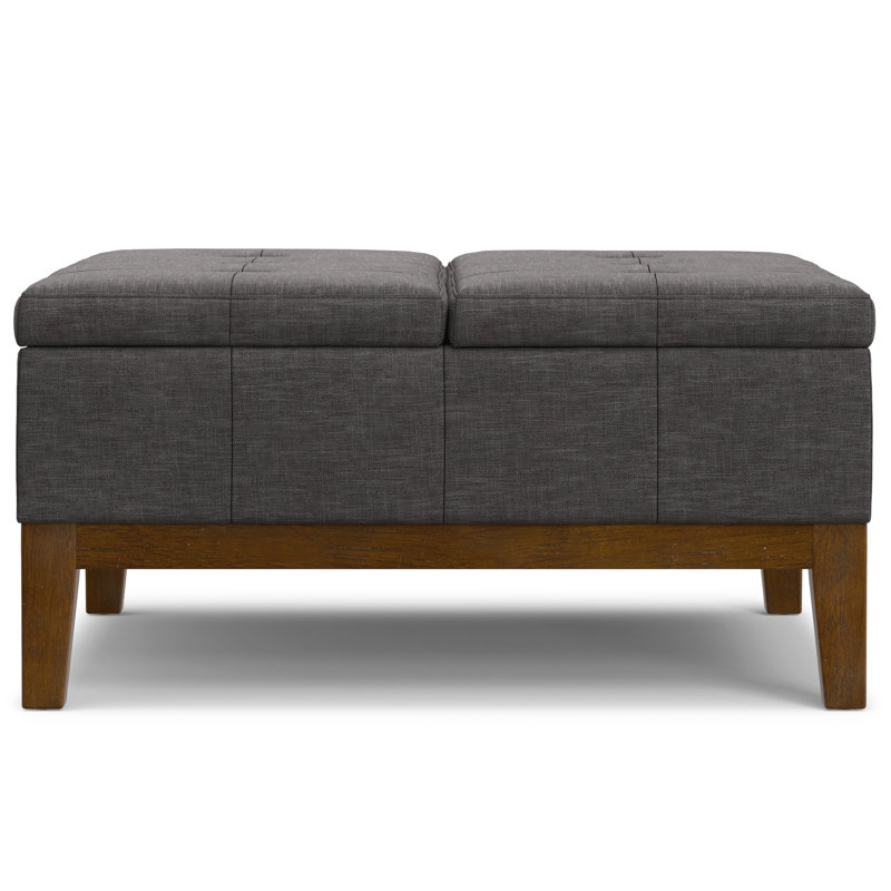 Repose-pieds rembourré avec rangement capitonné Dover, Gris foncé
