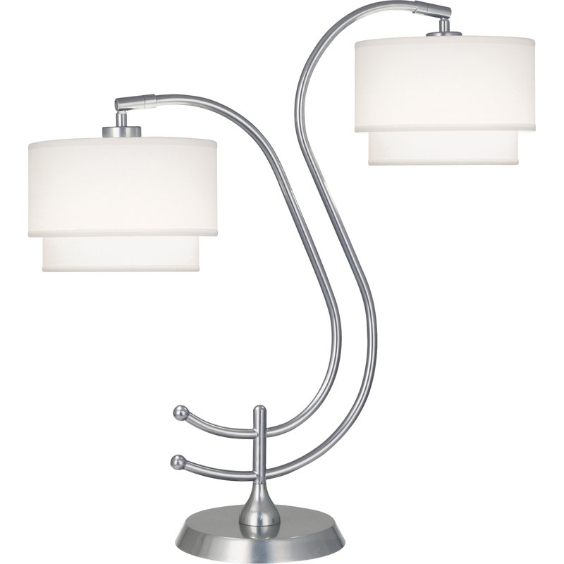 Charlee Adjustable Metal Desk Lamp, Ascot White, Chrome