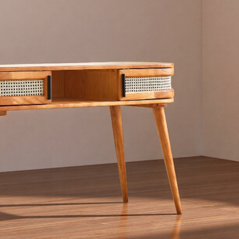 Bureau en bois de frêne avec rangement en bois de frêne de 47,24 pouces, Beige