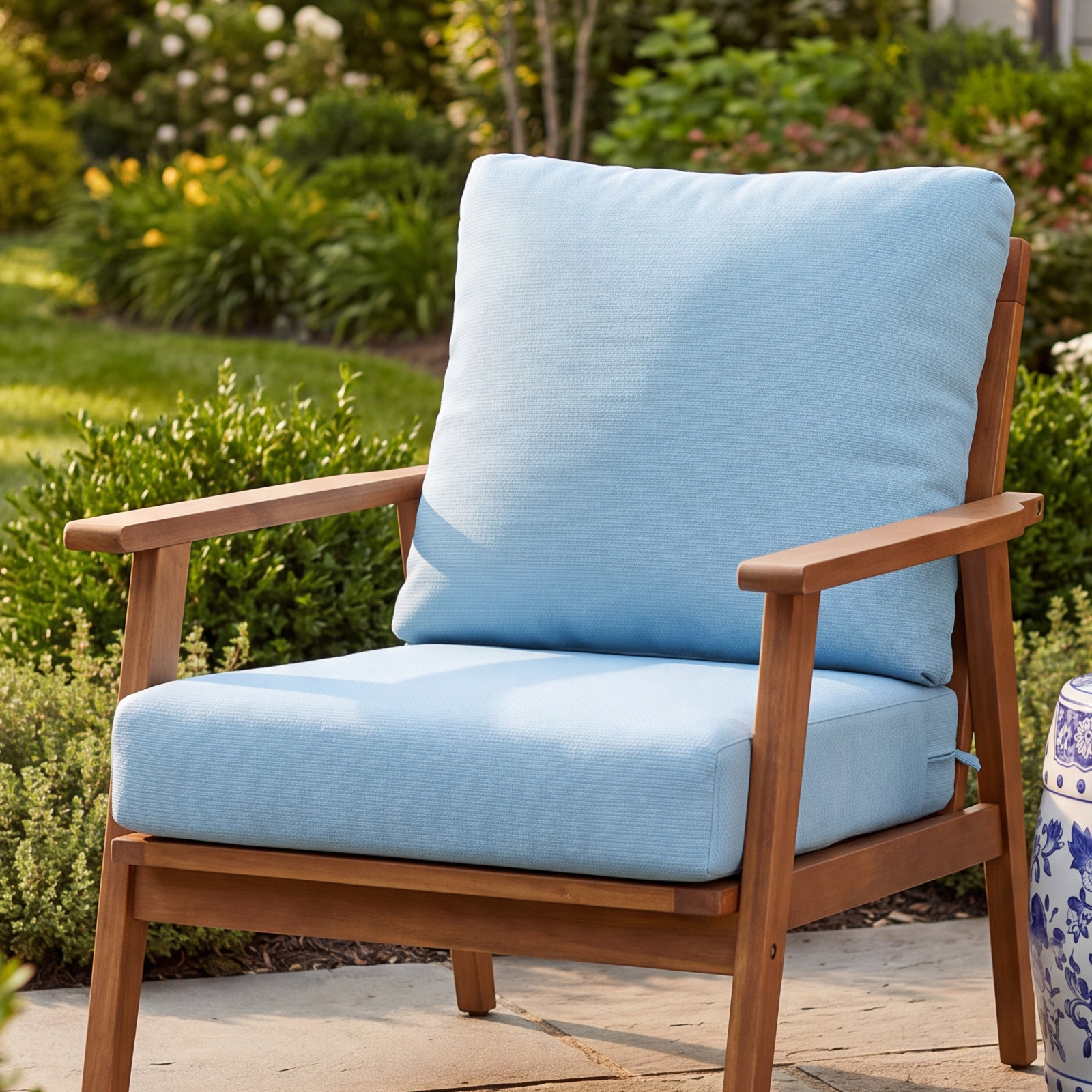 Amala 22" Sunbrella® Seat and Back Cushion, Canvas Air Blue Sunbrella® Canvas