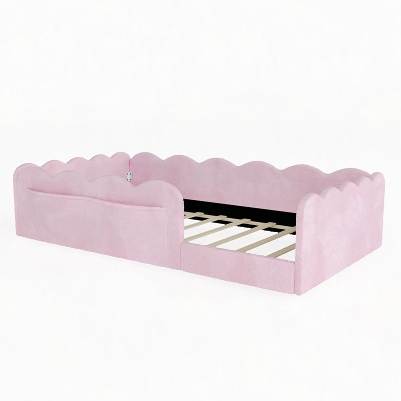 Lit de plancher rembourré, Lit simple, Rose