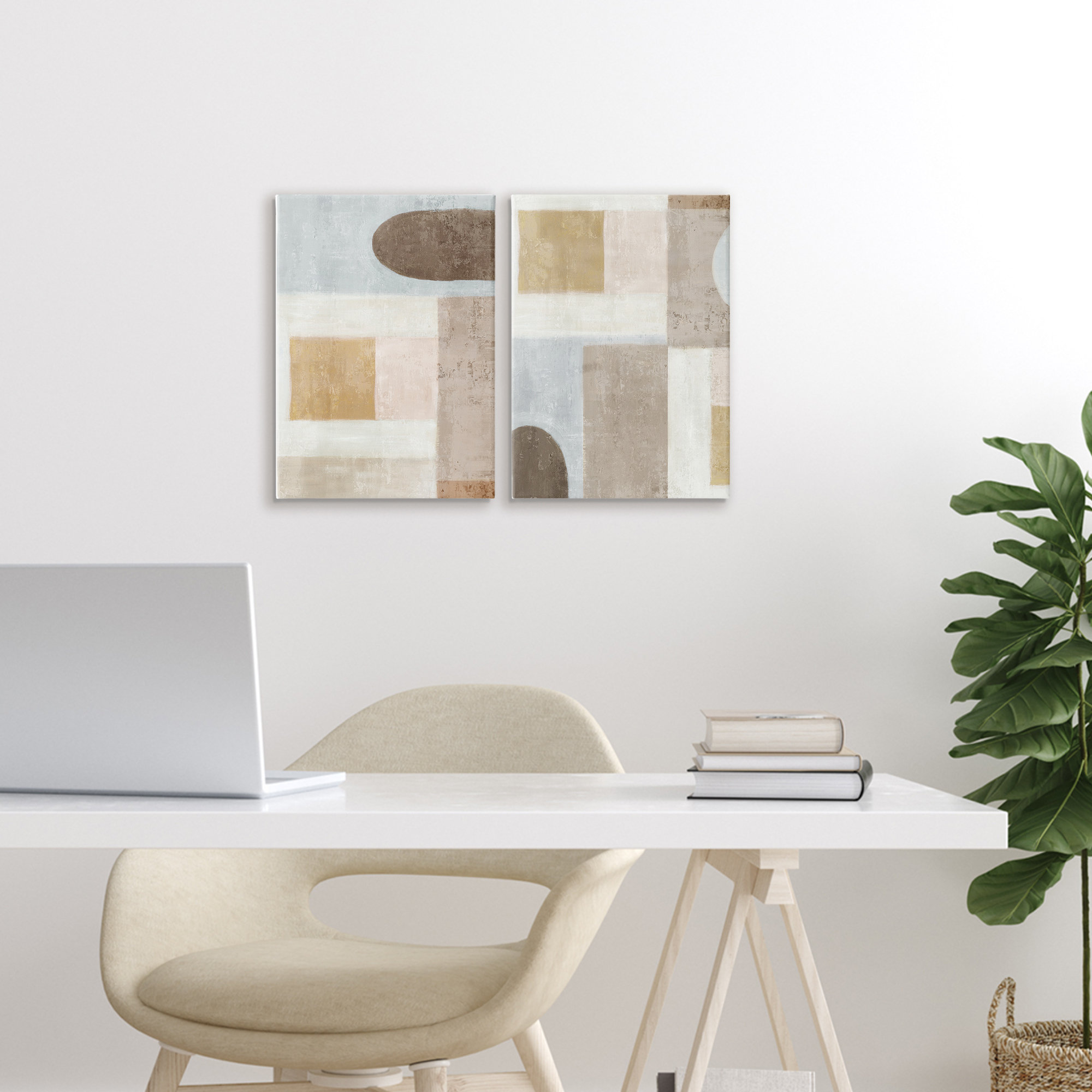 Union Rustic Geometric Subtle Drifts 2pc Canvas Set, design by Emma ...