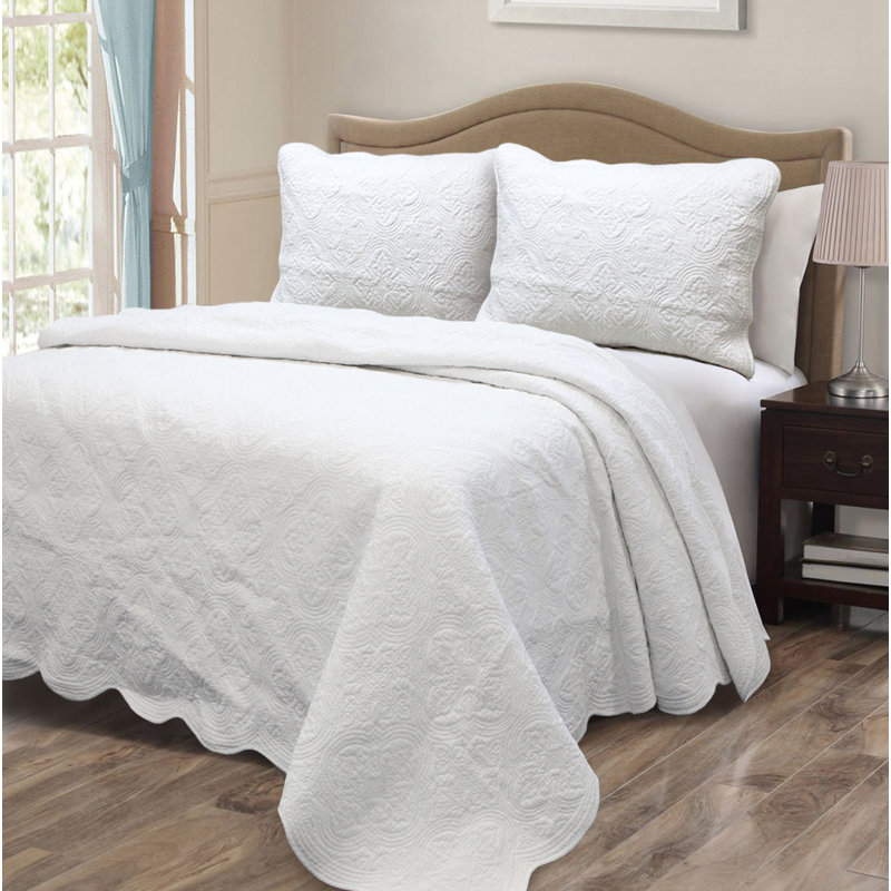 Ensemble réversible standard Terin, Courtepointe très grand et 2 très grandes taies, Blanc