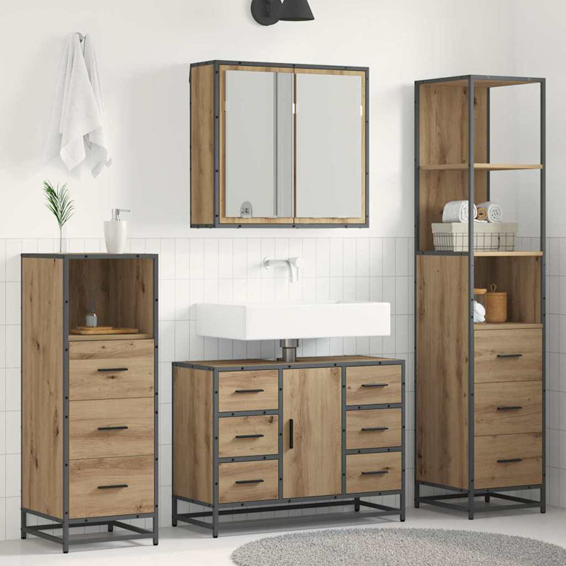 Vanity & Mirror Set, Artisan Oak