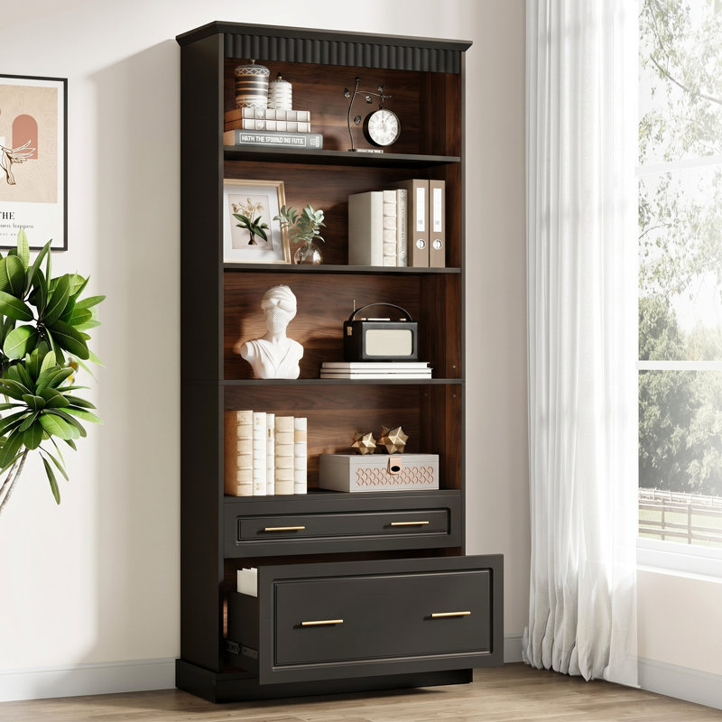Bookcase With File Cabinet Drawers(Set Of 2)