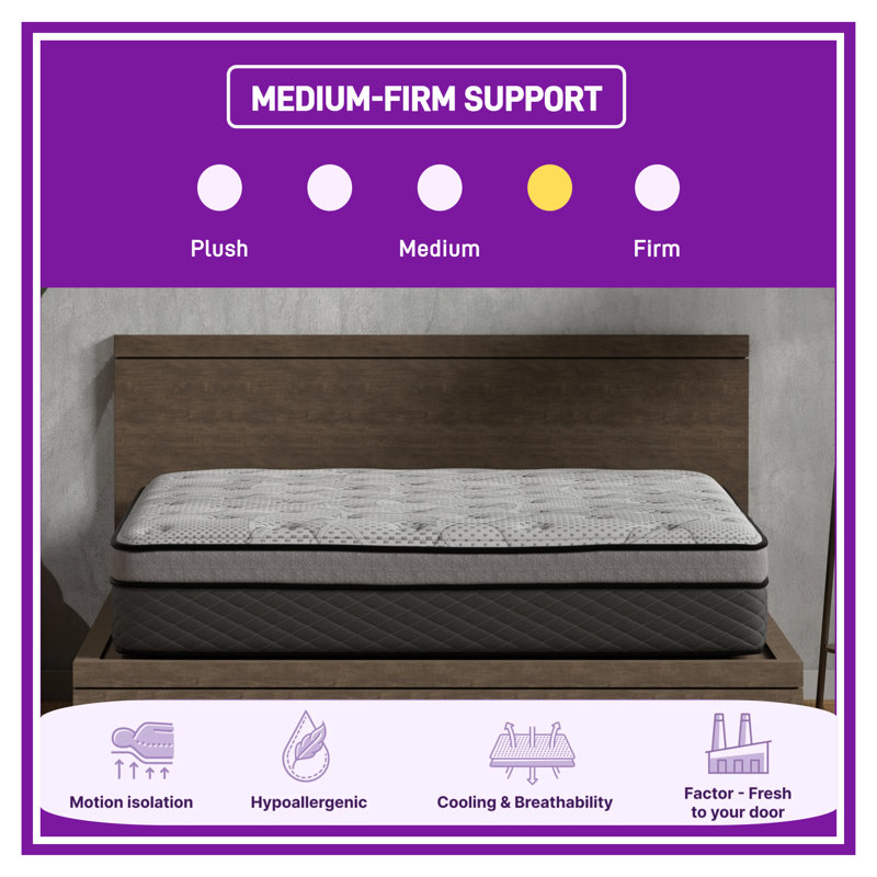 California King Hybrid Mattress 12 Inch Medium Firm - Pocket Coils, Cooling Gel Foam, Motion Isolation & Edge Support