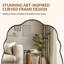 Miroir de salle de bain contemporain ondulé ovale festonné | Cadre en acier inoxydable-33177309-33177311