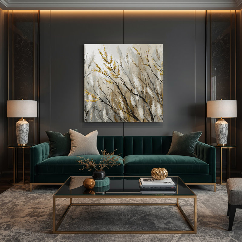 Art mural sur toile Botanical Catkin Branches, H 16 po x l 16 po