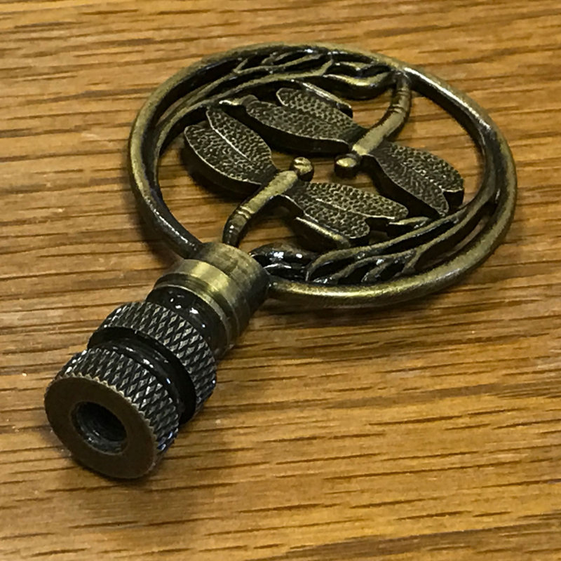 Faîteau de lampe filigree à survol double dragon, Laiton antique