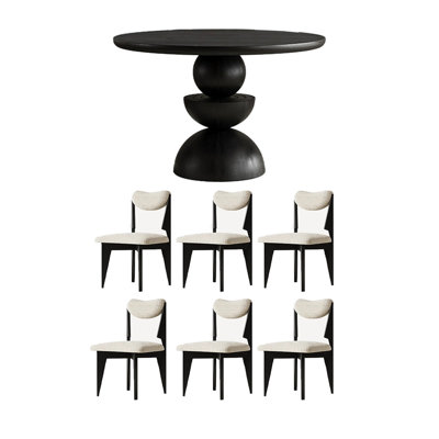 Creative round table set in solid wood