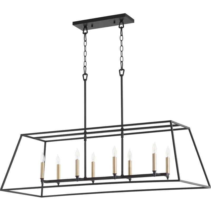 Lustre linéaire pour îlot de cuisine 8 lumières Arletta, Noir