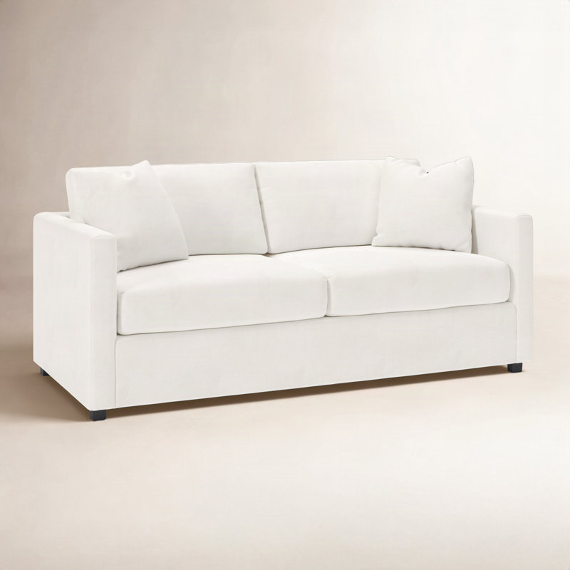 Godwin 75" Upholstered Sofa, Classic Bleach White Twill
