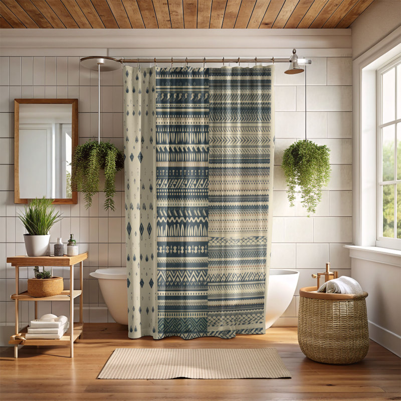 Rideau de douche Boho Lines - Premium, H 74 po x l 71 po
