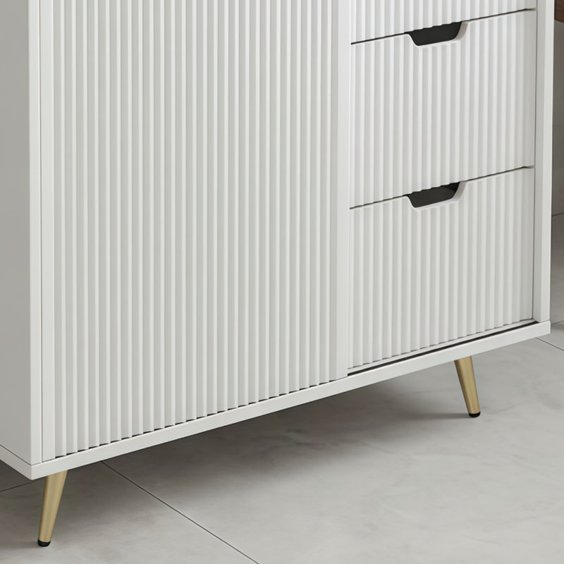 Meuble-lavabo blanc avec lavabo en céramique + robinet + trois tiroirs