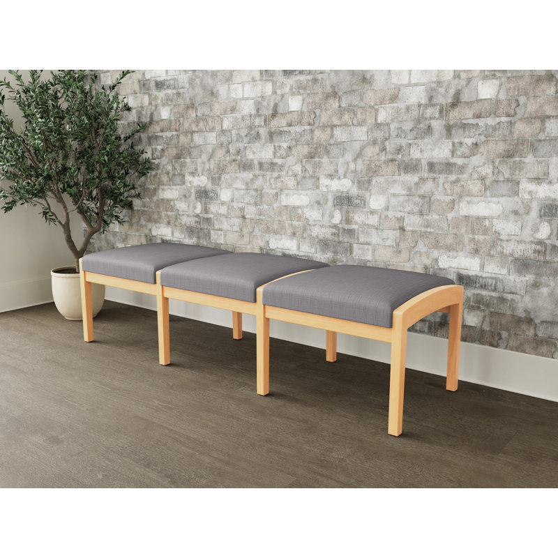 Banc en bois 3 places Lenox, Naturel, Acier Plot Line